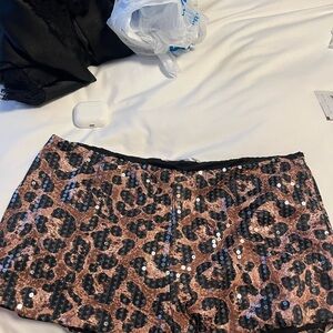 Leopard Print Sequin Shorts
